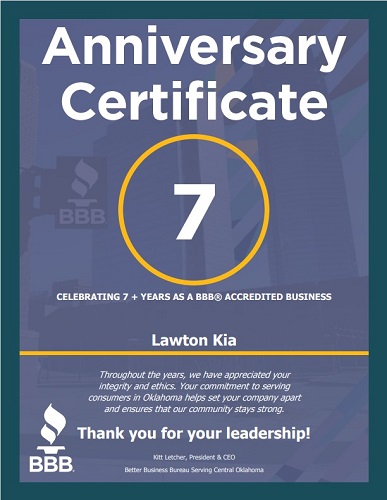 7 Year BBB Anniversary Certificate