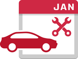 Calendar with car and service icons